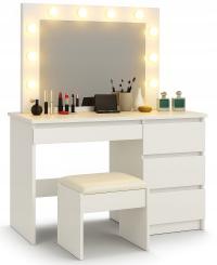 TOALETKA KOSMETYCZNA LUSTRO WIZAŻ OŚWIETLENIE HOLYWOOD+ KRZESŁO +12xLED 108