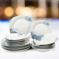 СЕРВИРОВКА ПОСУДЫ ФАРФОРОВАЯ ТАРЕЛКА НАБОР БЕЛЫЙ ДЛЯ 6 ЧЕЛОВЕК ШАБЛОН ФОРМЫ