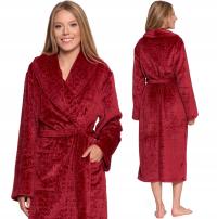ЖЕНСКИЙ ХАЛАТ ТЕПЛЫЙ ДЛИННЫЙ MORAJ С КАРМАНАМИ УДОБНЫЙ КРАСНЫЙ