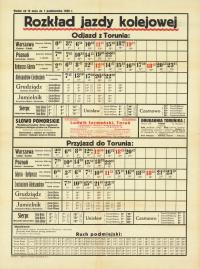 Расписание поездов: действителен с 15 мая по 1 октября 1939 г. 50x40cm