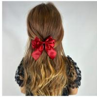 Kokarda do włosów DZIECIĘCA bordowa atłasowa spinka dla dziewczynki