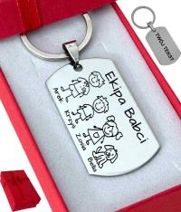 Prezent dla babci, dziadka, mamy, taty brelok, breloczek RODZINKA GRAWER