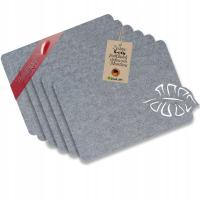 Podkładki filcowe maty pod talerze na stół Liść 6 szt. szare