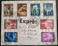 WATYKAN - Koperta z 1949/50 r/ pełnym zestawem znaczków/EXPRES ( ZESTAW 8 )