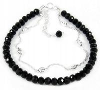 ЖЕНСКИЙ БРАСЛЕТ С СЕРЕБРЯНОЙ ГРАНЬЮ, ЧЕРНЫЕ КРИСТАЛЛЫ, СЕРЕБРО 925 ПРОБЫ