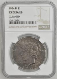 19.vv.USA, 1 DOLAR 1934 D rzadsza NGC XF details