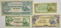 4.dbr.Zest.Birma, Banknoty 1942 szt.4, St.1-/2+...