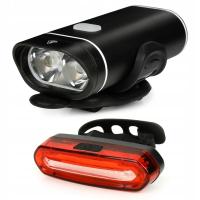 LAMPKA ROWEROWA OŚWIETLENIE PRZÓD TYŁ LED AKU