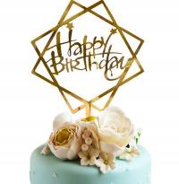 Topper urodzinowy HAPPY BIRTHDAY 1-99 piker roczek dekoracja na tort ZŁOTY