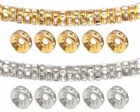 PRZEKŁADKI Z CYRKONIAMI CRYSTAL 6mm CYRKONIE OZDOBY ŚWIĘTA 40szt MIX