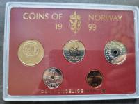 NORWEGIA ZESTAW MENNICZY 5 MONET W PLASTIKU 1999 ROK RARYTAS