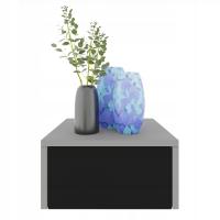 Szafka nocna MONA 40cm Szara + F. Czarny stolik