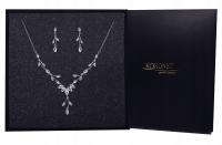 Комплект ювелирных изделий в стиле бохо, глэм, серьги-кольца с листьями, Кристалл, серебро