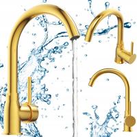 Bateria kuchenna do zlewozmywaka jednouchwytowa kran stojący BETA złota