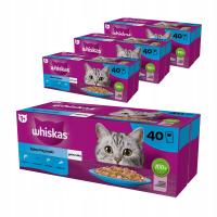ZESTAW 4X KARMA MOKRA WHISKAS RYBNE SMAKI W GALARETCE SASZETKI 40X85G