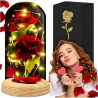 WIECZNA RÓŻA W SZKLE LED ŚWIECĄCA BOX POMYSŁ NA PREZENT NA DZIEŃ BABCI