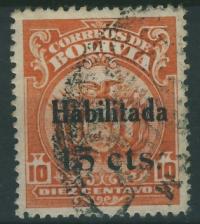 Bolivia 10 cts. - Godło / Habilitado 15 cts.