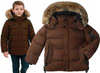 Kurtka zimowa brązowa puchowa bardzo ciepła puch syntetyczny FUTRO 4