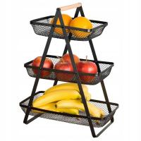 ВИТРИНА КОРЗИНА ТРЕХУРОВНЕВАЯ КОРЗИНА ДЛЯ ФРУКТОВ ОВОЩЕЙ МЕТАЛЛИЧЕСКИЙ ЧЕРНЫЙ ЛОФТ