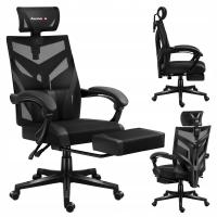 Fotel biurowy gamingowy HUZARO czarny obrotowy ergonomiczny z podnóżkiem