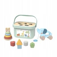 Drewniane pudełko edukacyjne sorter drewniany montessori 3w1 słoń|Tooky Toy