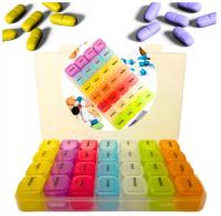 POJEMNIK PUDEŁKO KASETKA NA LEKI 7 DNI 4 PORY DNIA TYGODNIOWA ETUI KOLOROWE