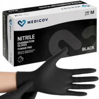 RĘKAWICE RĘKAWICZKI NITRYLOWE CZARNE BEZPUDROWE MEDICOV 100 SZT