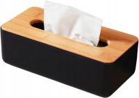 POJEMNIK PUDEŁKO NA CHUSTECZKI ELEGANCKI CZARNE POKRYWKA BAMBUS XL