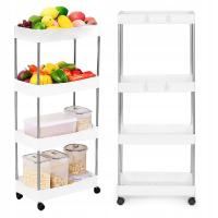 REGAŁ ŁAZIENKOWY WÓZEK SZAFKA KUCHENNA 4 PÓŁKI KÓŁKA BIAŁY MODERNHOME