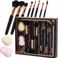 PROFESJONALNE MARKOWE Porządne PĘDZLE do MAKIJAŻU ZESTAW 10 Pędzli PREZENT