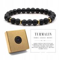 Bransoletka damska/męska TURMALIN CZARNY kamienie naturalne + pudełko