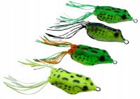 ZESTAW PRZYNĘTA 4 x ŻABA ANTYZACZEPOWA 11 CM GUMA NA SZCZUPAKA NA SPINNING