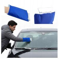 Samochodowa skrobaczka do szyb lodu szronu rękawica ocieplana niebieska