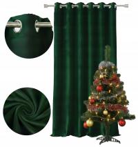ZASŁONA WELUROWA NA PRZELOTKACH 140X250 VELVET GRUBA -BUTELKOWA ZIELEŃ-