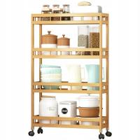Бамбуковая кухонная стойка, тележка для ванной комнаты, 4 полки, на колесиках, органайзер