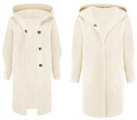 CIEPŁA ALPAKA PŁASZCZ NARZUTKA WEŁNA KOLORY ECRU