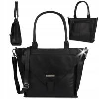 Torebka Skórzana Damska czarna Duża A4 Klasyczna Na Ramię wygodna Beltimore