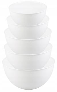 Zestaw Miski Plastikowe Kuchenne Komplet 5 Misek na Sałatki Owoce Biały