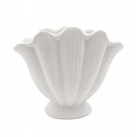 DUŻY WAZON Z CERAMIKI NA KWIATY ROŚLINY 18CM BIAY