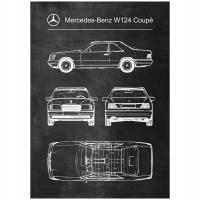 Plakat Mercedes Benz W124 Coupe Retro Patent