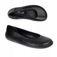 Damskie baleriny BAREFOOT skórzane 1771POL czarne perforacja 36