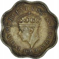 Moneta, Cejlon, George VI, 10 Cents, 1944, Calcutt