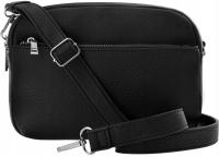 Torebka Listonoszka Klasyczna Torba Na Ramię Ze Skórzanym Paskiem Czarna