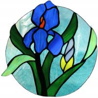 Witraż Tiffany Niebieski Irys w kole na okno