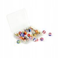 Pinezki z flagami państw Europy 54 szt. do mapy korkowej | efekt 3D