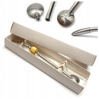 Yerba Mate Bombilla BOLA YELLOW 21 CM INOX szczoteczka