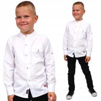 Элегантная белая рубашка со стоячим воротником школа 146