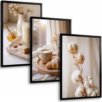 OBRAZY BOHO ZESTAW 3 PLAKATÓW W RAMIE DEKORACJE DO SALONU SYPIALNI KUCHNI