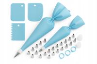 Wielorazowy Rękaw Cukierniczy Niebieski 33 el. Zestaw XXL Dekorator Tortów