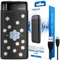 Forever power bank TB-100M 10000 mAh czarny + Personalizowany nadruk grafika na powerbanku wzór z imieniem (sam nadruk)